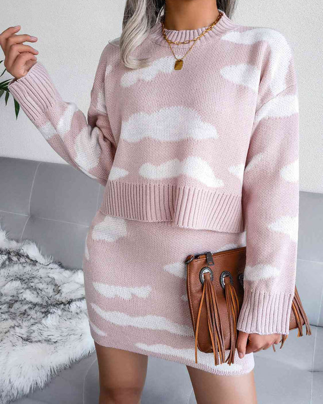 Cloud Sweater and Knit Skirt Set