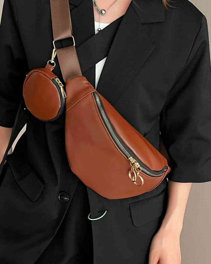 PU Leather Sling Bag with Small Purse