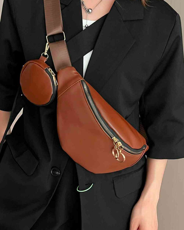 PU Leather Sling Bag with Small Purse