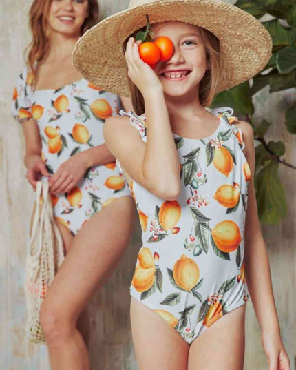 Marina West Swim Salty Air Puff Sleeve One-Piece in Citrus Orange