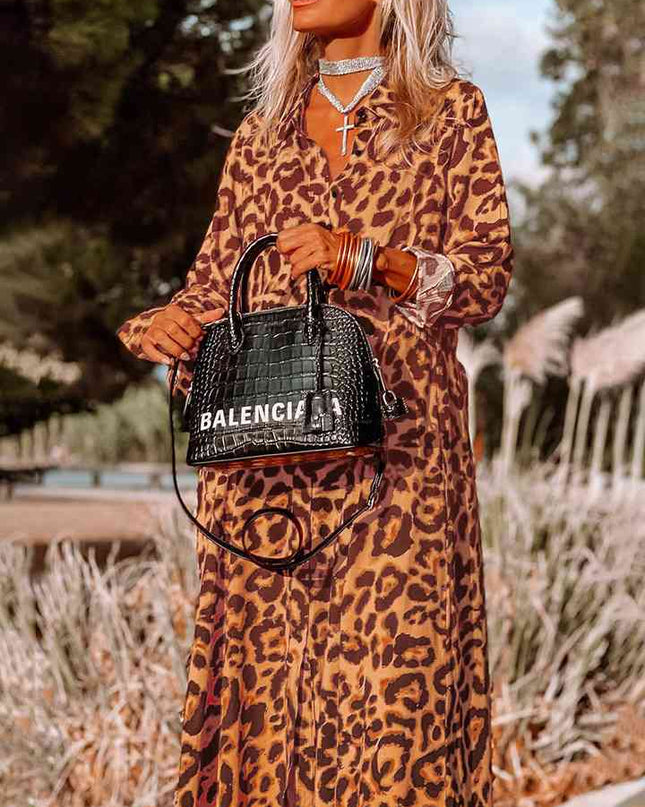 Leopard Buttoned Maxi Dress