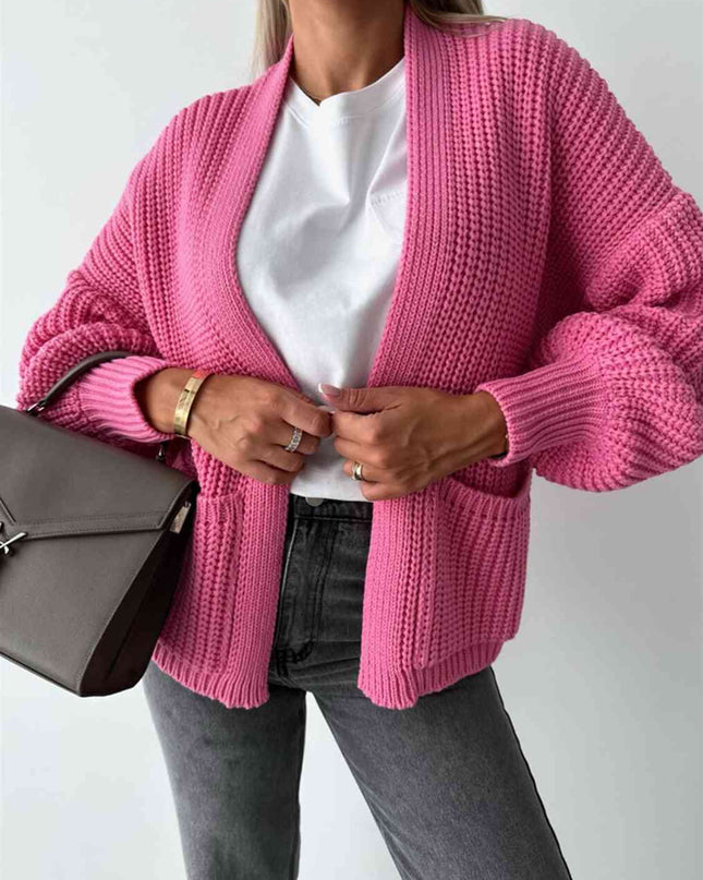 Open Front Dropped Shoulder Cardigan