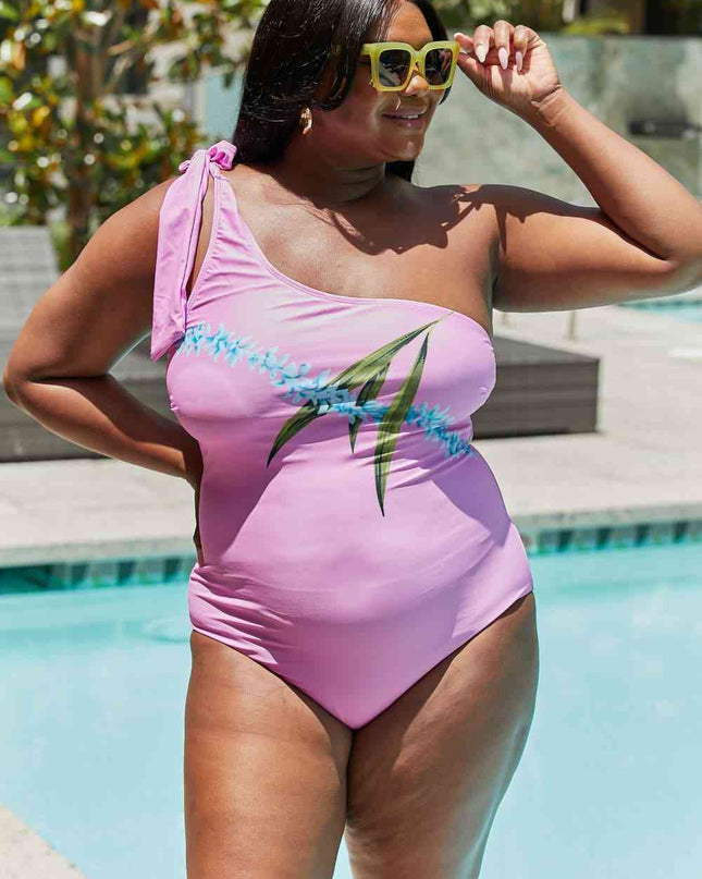 Marina West Swim Vacay Mode One Shoulder Swimsuit in Carnation Pink