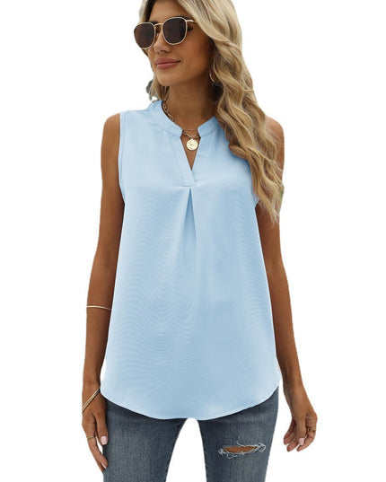 Sleeveless Notched Neck Top