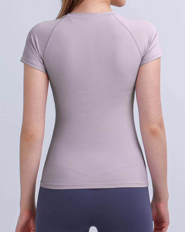 Round Neck Short Sleeve Active Top