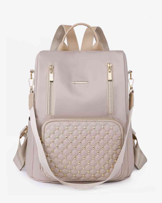 Zipper Pocket Beaded Backpack