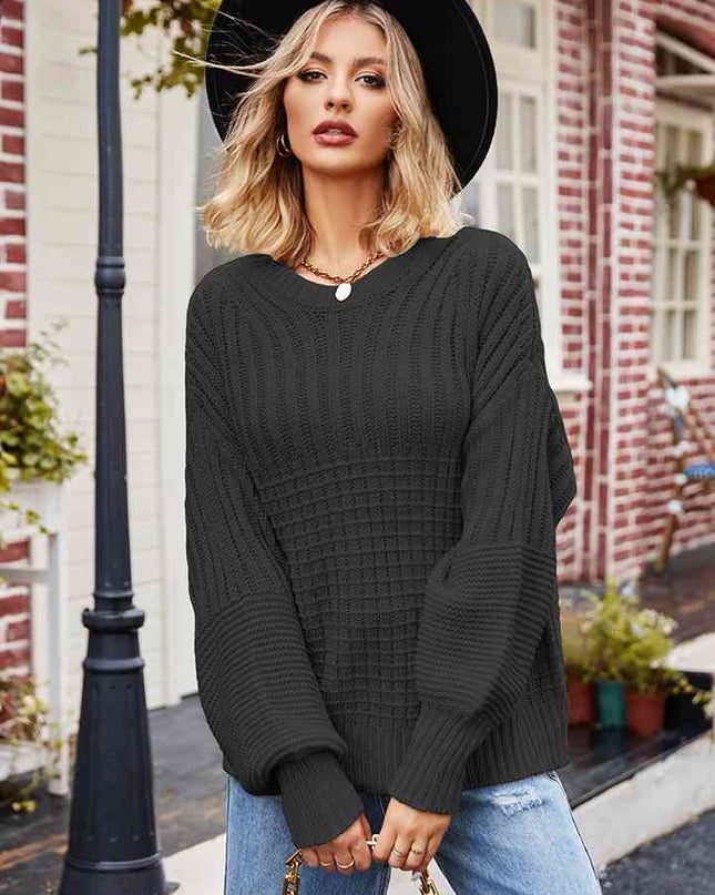 Round Neck Dropped Shoulder Sweater