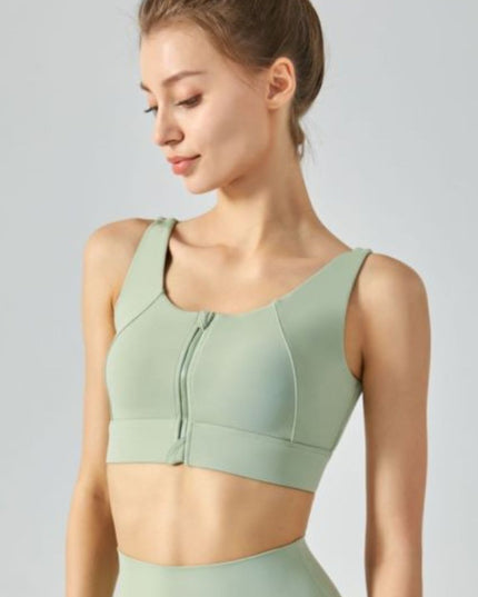 Breathable Zip-Up Sports Bra