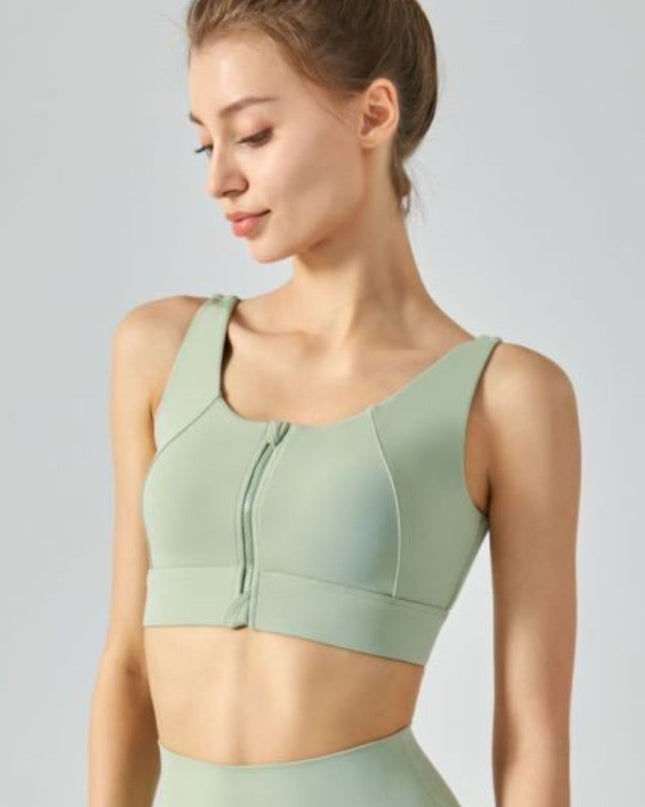 Breathable Zip-Up Sports Bra