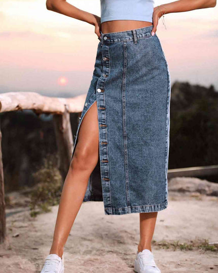 Button Down Denim Skirt