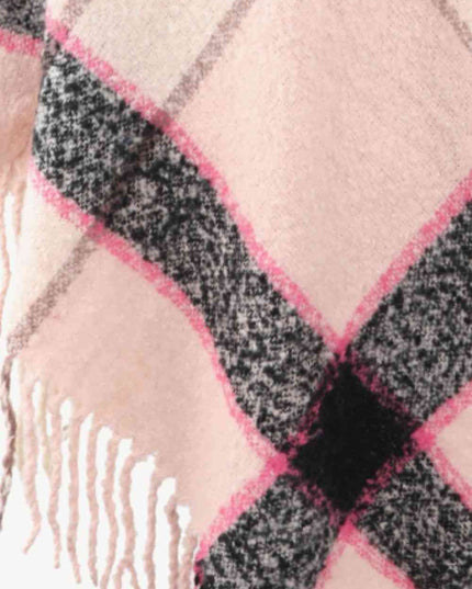 Plaid Fringe Detail Poncho