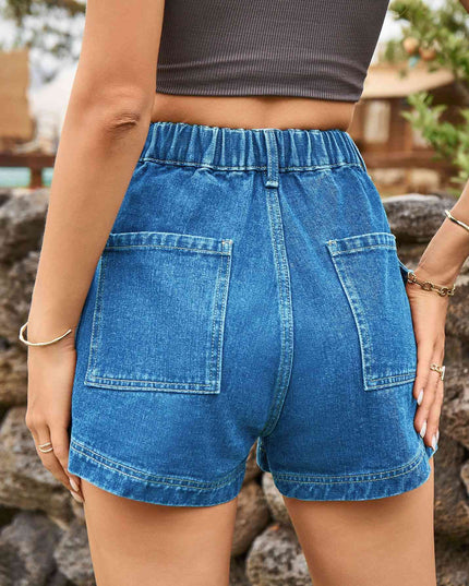 High-Waist Denim Shorts with Pockets