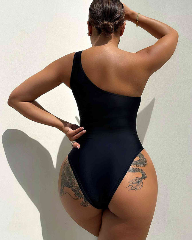 One-Shoulder Sleeveless One-Piece Swimsuit