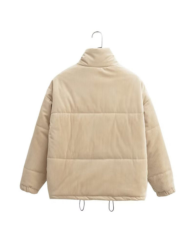 Zip Up Drawstring Winter Coat with Pockets