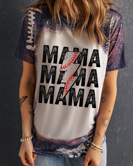 Printed MAMA Graphic Round Neck Tee