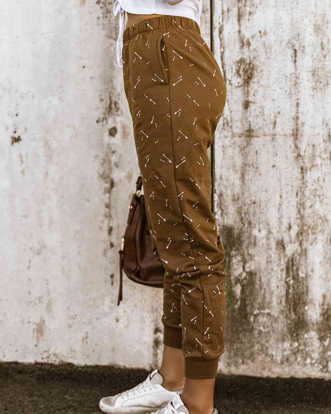 Arrow Print Elastic Waist Joggers