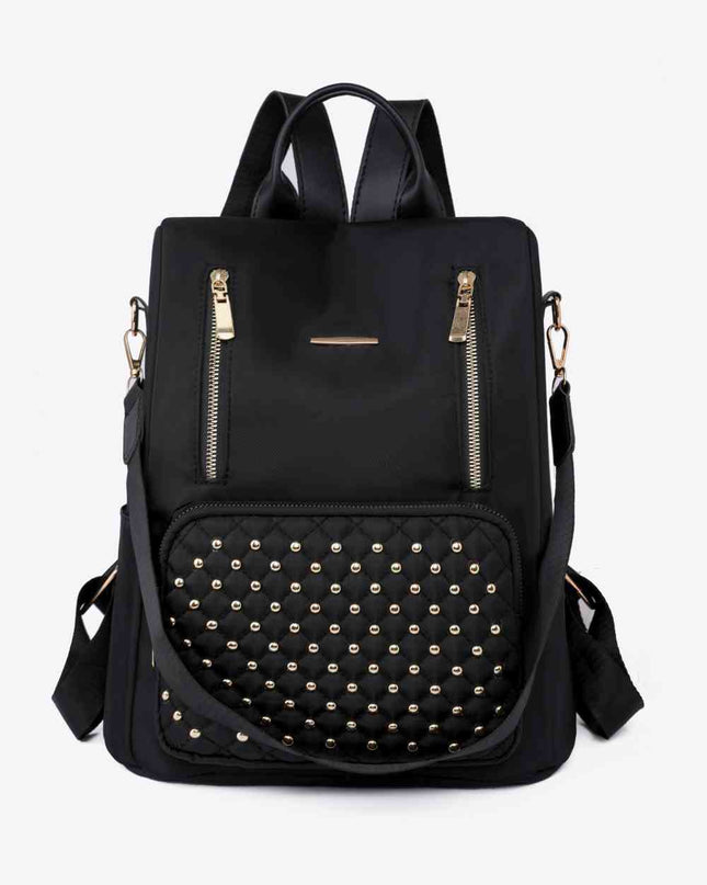Zipper Pocket Beaded Backpack