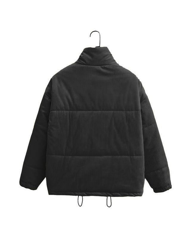 Zip Up Drawstring Winter Coat with Pockets