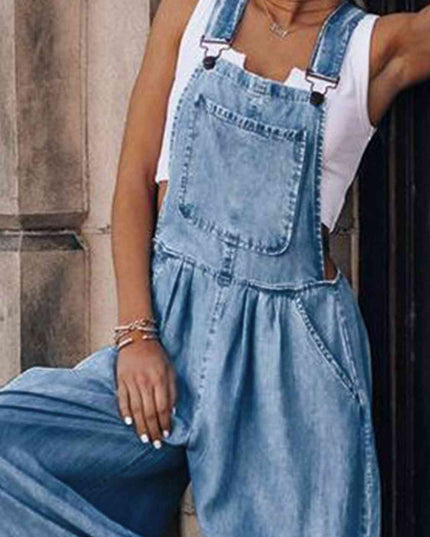 Wide Leg Denim Overalls