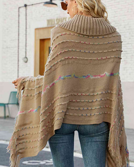 Cloak Sleeve Fringe Detail Poncho