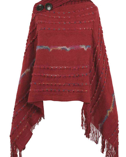 Cloak Sleeve Fringe Detail Poncho