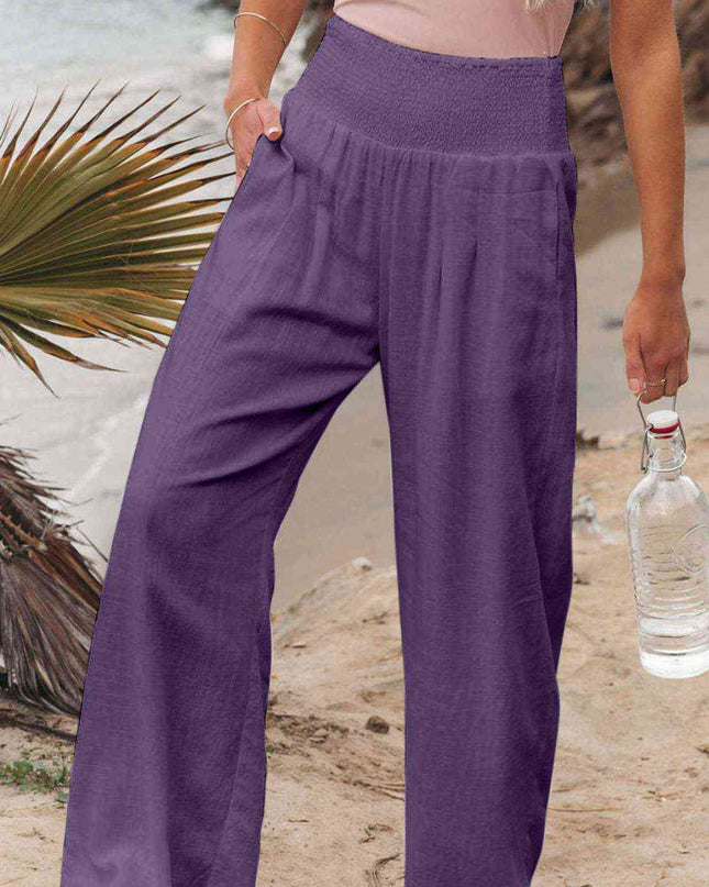 Full Size Smocked Waist Wide Leg Pants