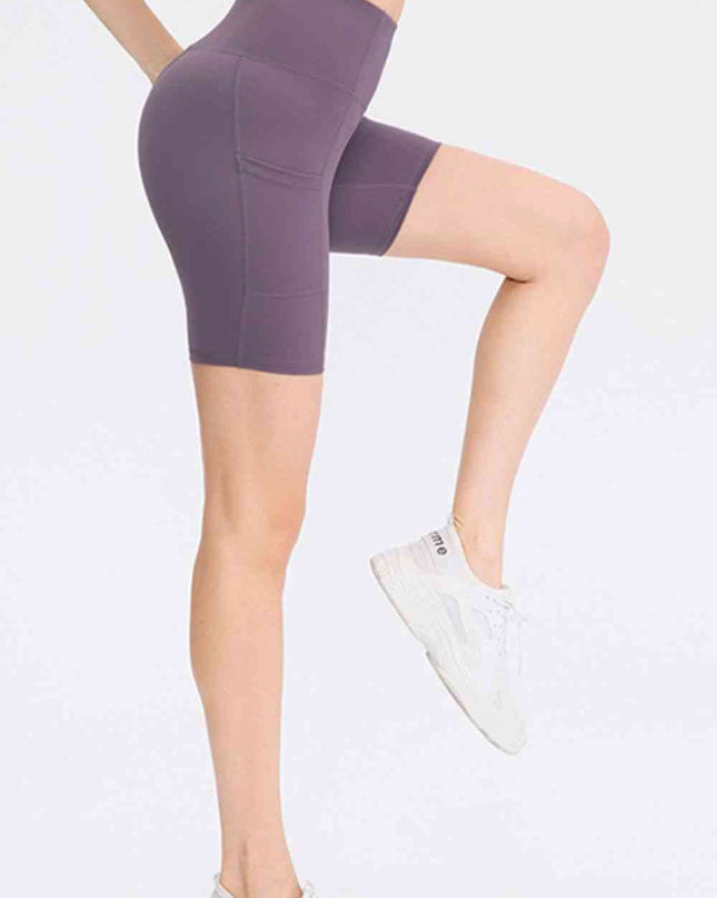 Wide Waistband Sports Shorts with Pockets