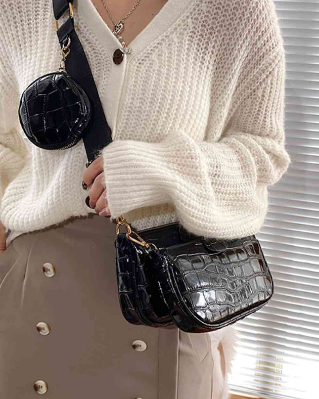 PU Leather Shoulder Bag with Wallet