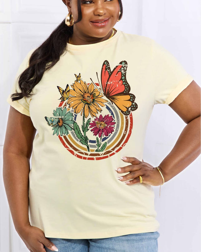 Simply Love Simply Love Full Size Flower & Butterfly Graphic Cotton Tee