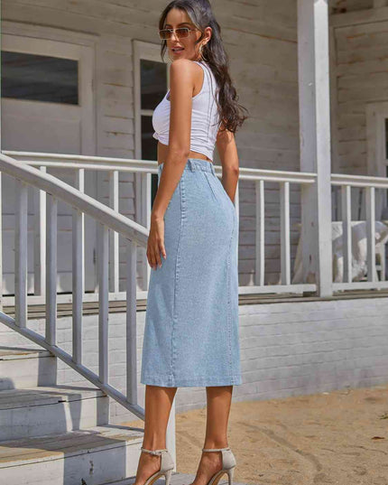 Button Down Denim Skirt