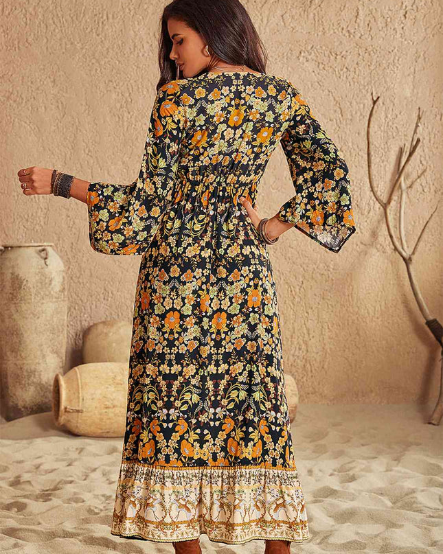 Floral V-Neck Midi Dress