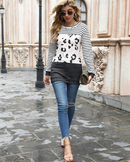 Leopard Striped Long Sleeve T-Shirt