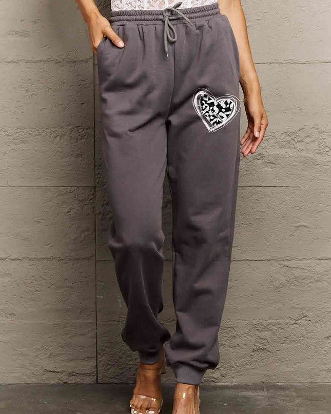 Simply Love Simply Love Full Size Drawstring Heart Graphic Long Sweatpants