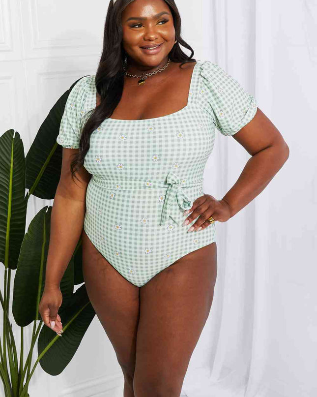 Marina West Swim Salty Air Puff Sleeve One-Piece in Sage