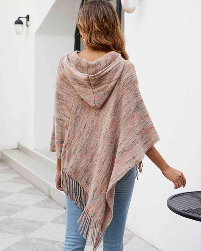 Fringe Hem Hooded Poncho