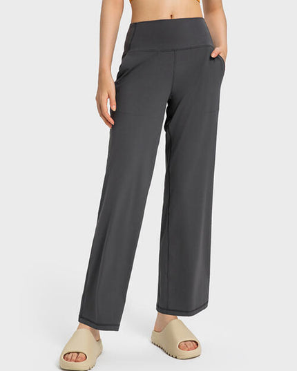 Wide Waistband Active Pants with Pockets