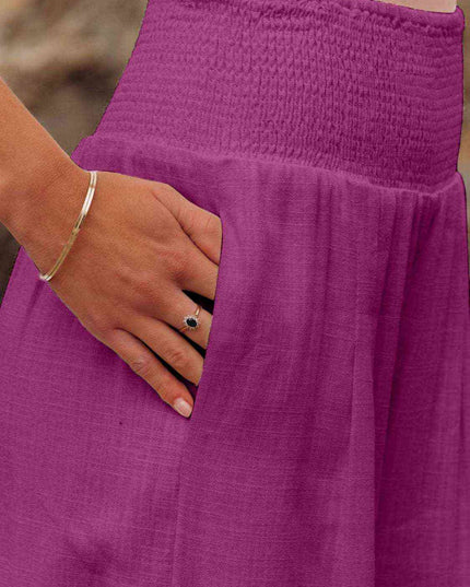 Full Size Smocked Waist Wide Leg Pants