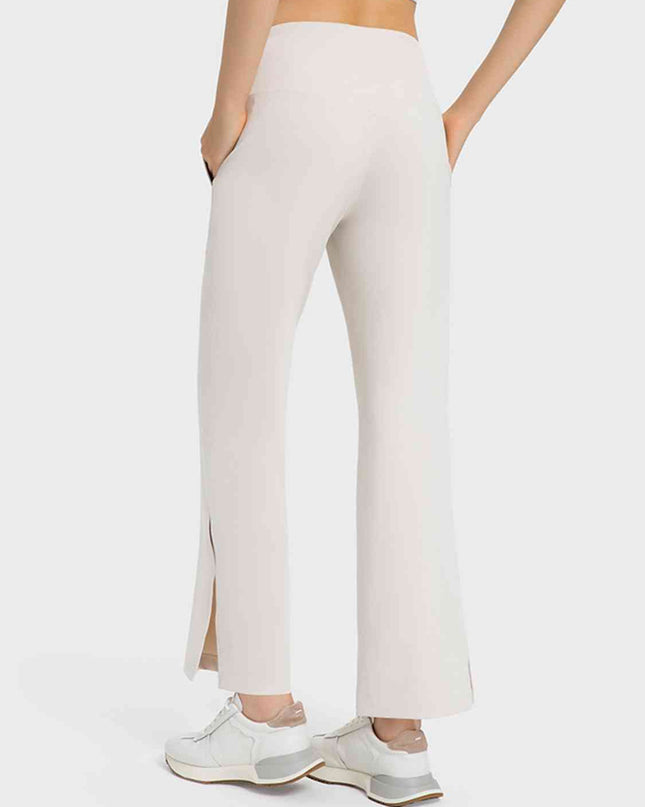 Wide Leg Slit Sport Pants with Pockets
