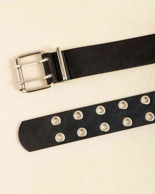 PU Leather Two Row Eyelet Belt