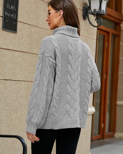 Cable-Knit Turtleneck Sweater