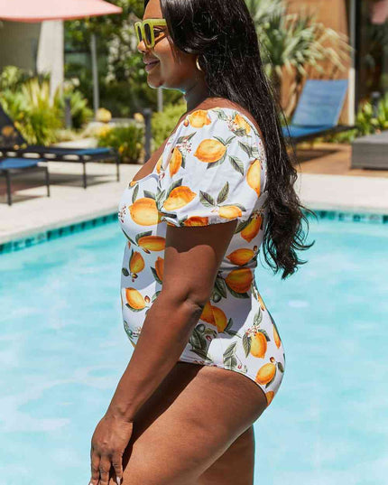 Marina West Swim Salty Air Puff Sleeve One-Piece in Citrus Orange