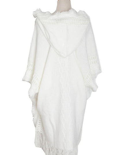 Fringe Hem Hooded Poncho