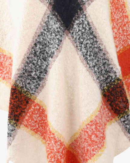 Plaid Fringe Detail Poncho