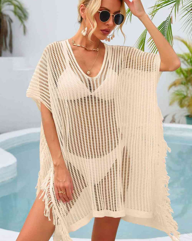 Fringe Trim Openwork Cover Up