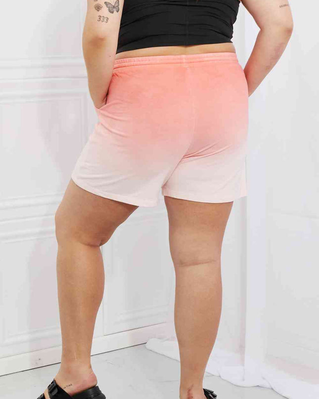 Zenana In The Zone Full Size Dip Dye High Waisted Shorts in Coral