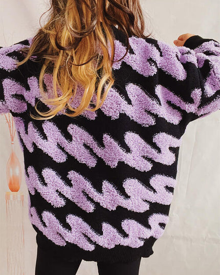Ribbed Striped Dropped Shoulder Sweater