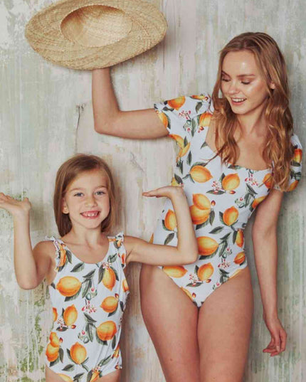 Marina West Swim Salty Air Puff Sleeve One-Piece in Citrus Orange