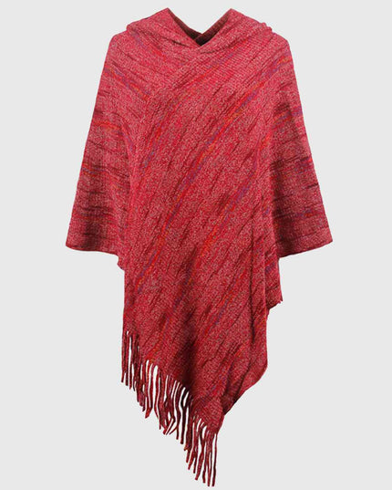 Fringe Hem Hooded Poncho