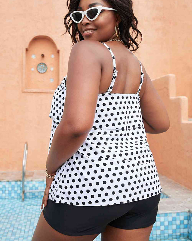 Polka Dot Layered Swim Top