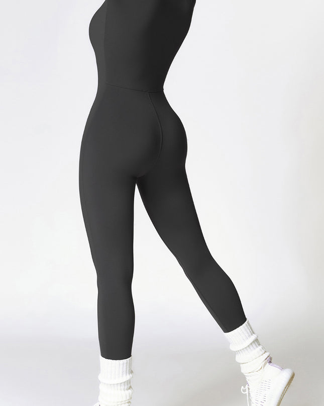 Zip Up Long Sleeve Slim Active Jumpsuit